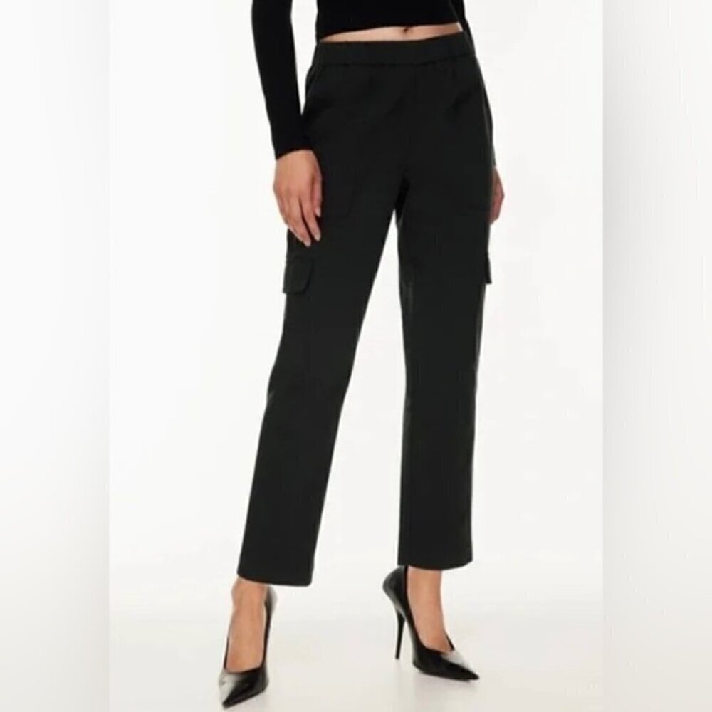 Aritzia Babaton Titan Straight-leg Linen Cargo Black Pants Size 0